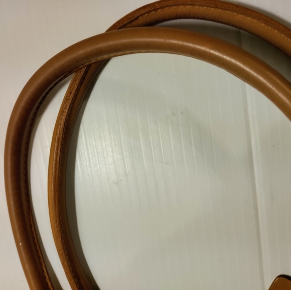 VINTAGE COACH 9429 BONNIE BUCKET LINEN LEATHER TAN CREAM SHOULDER BAG - Picture 8 of 13